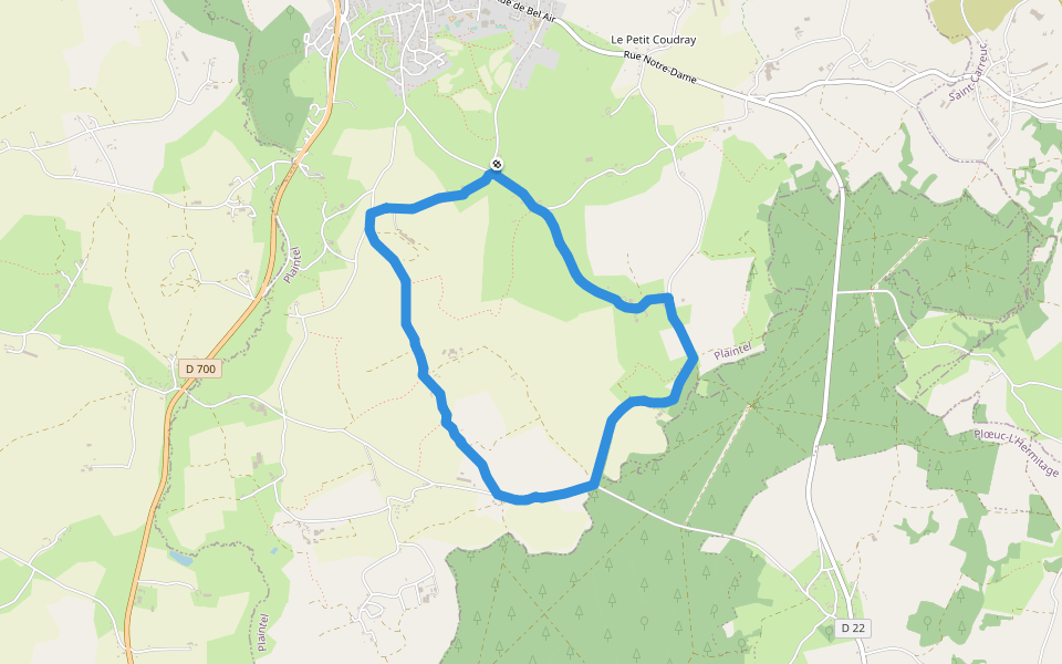Chemin Pré de Mârs walking route map in Plaintel