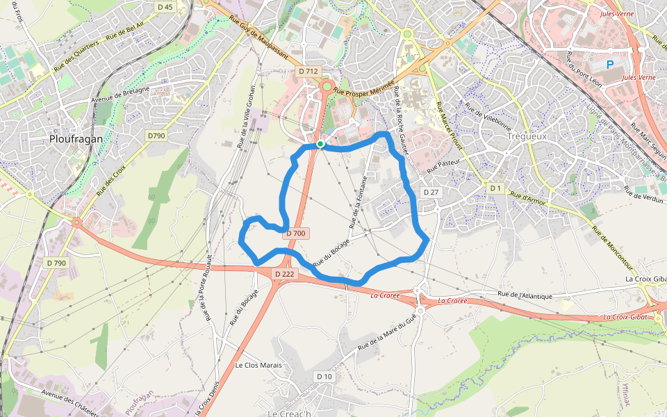 Le Gué Lambert walking route map in Trégueux