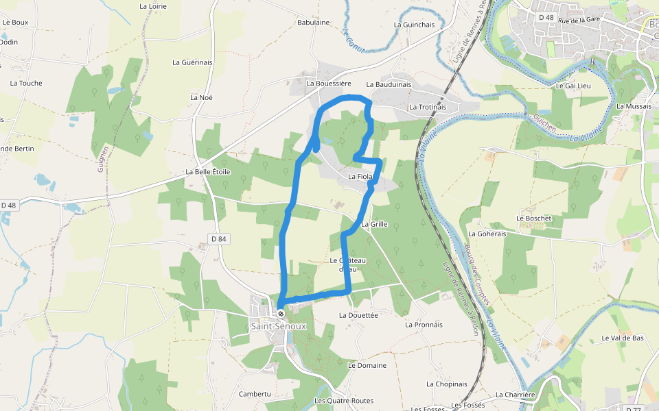 Circuit de la Trotinais walking route map in Saint-Senoux