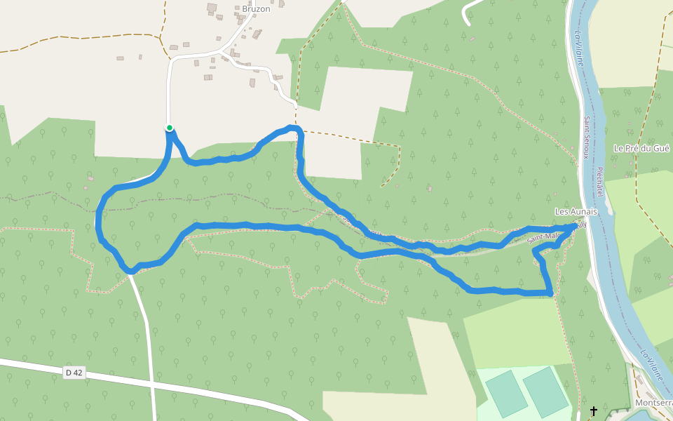 La Chapelle de Montserrat walking route map in Saint-Senoux