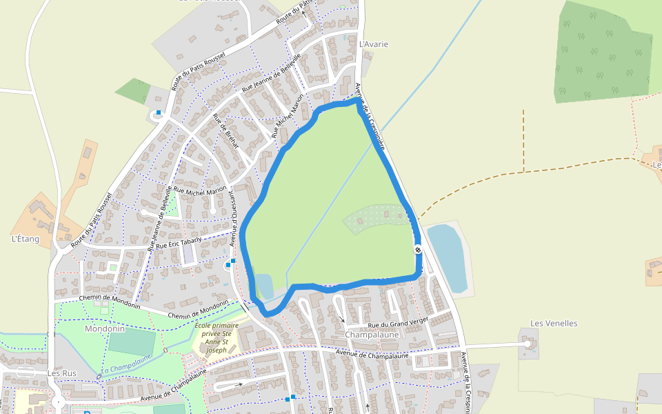 École primaire privée Ste Anne St Joseph walking route map in Pacé