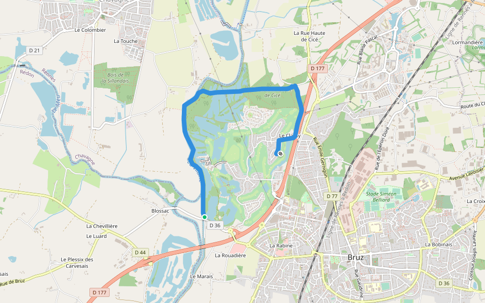 Halage walking route map in Bruz