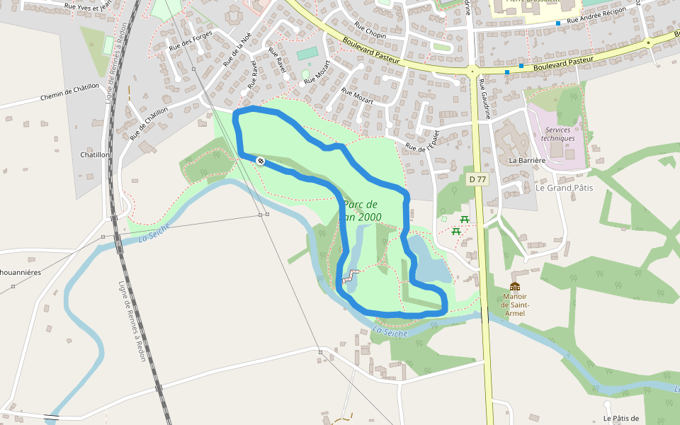 La Seiche walking route map in Bruz