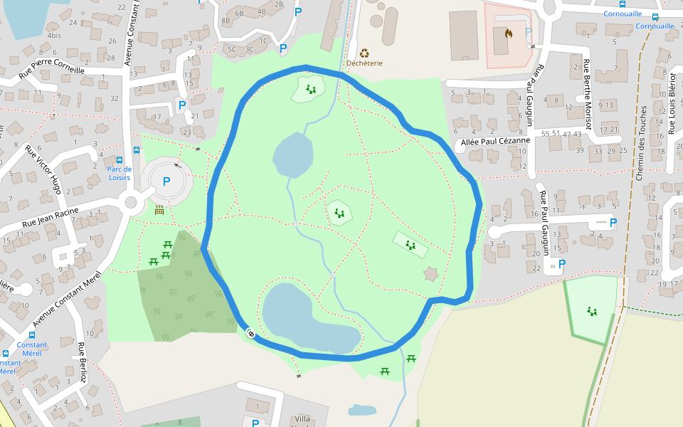 Parc de Loisirs walking route map in Chartres-de-Bretagne