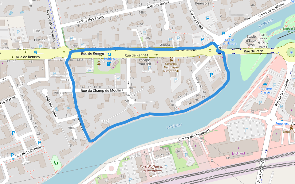 La Vilaine walking route map in Cesson-Sévigné