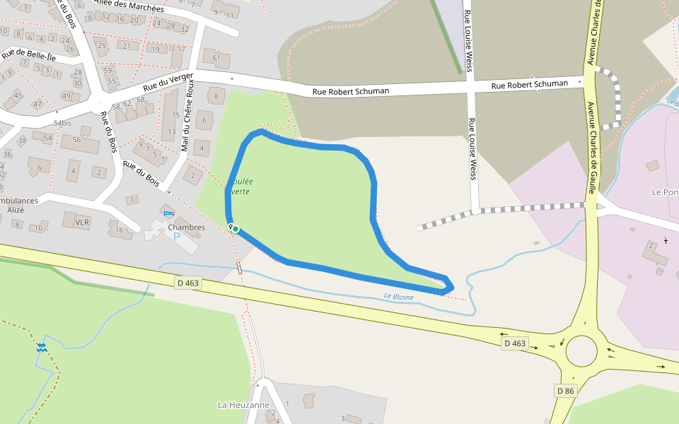 Coulée verte walking route map in Chantepie