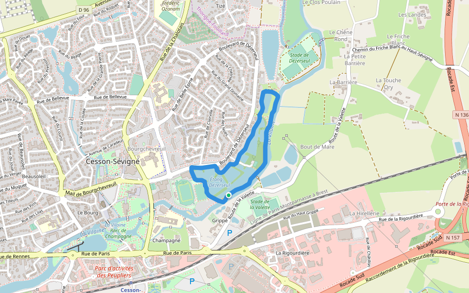 La Vilaine walking route map in Cesson-Sévigné