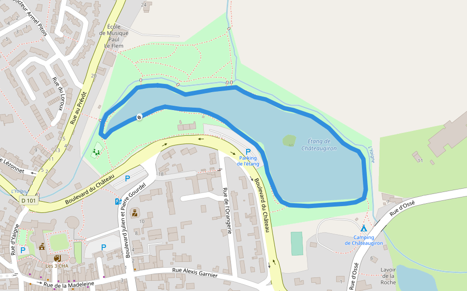 Étang de Châteaugiron walking route map in Châteaugiron