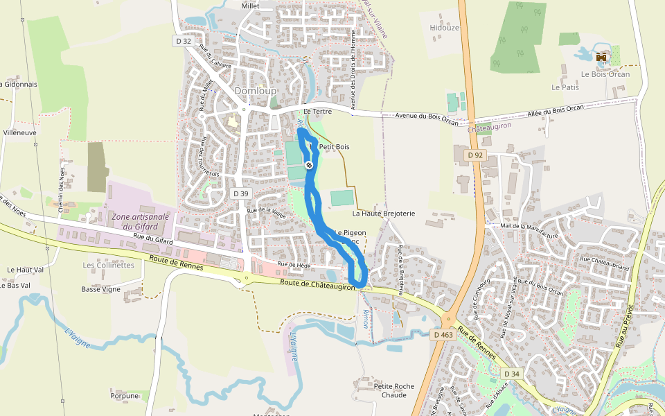 Le Petit Bois walking route map in Domloup