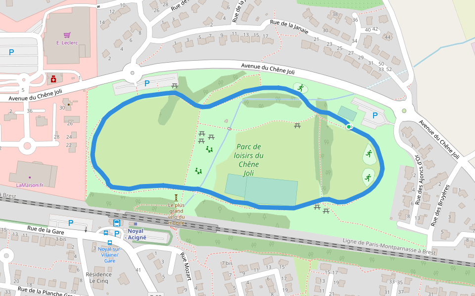 Parc de loisirs du Chêne Joli walking route map in Noyal-sur-Vilaine