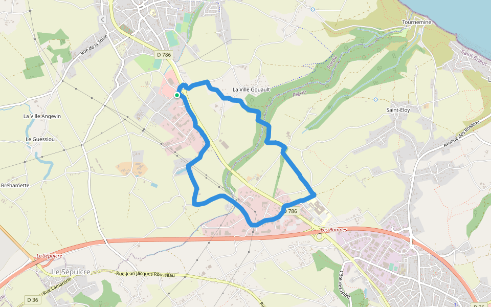 La Ville Gouault walking route map in Pordic