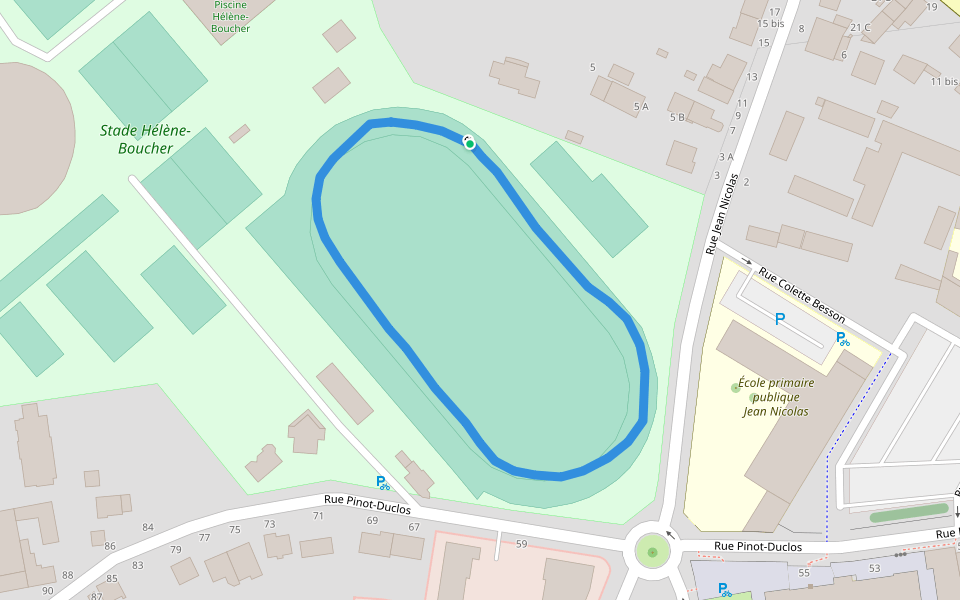 Stade Hélène Bouchet walking route map in Saint-Brieuc