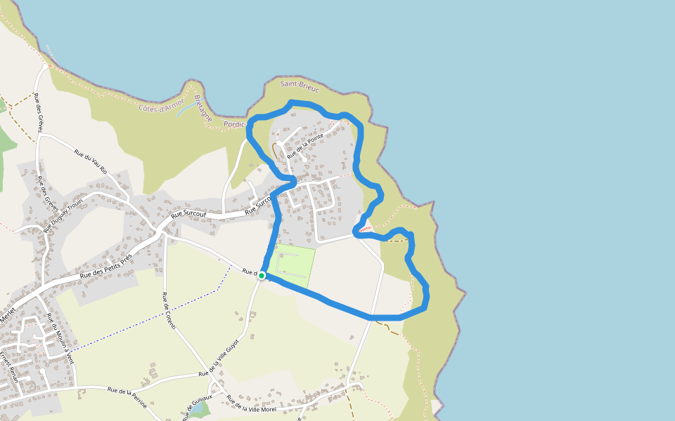 Camping Le Roc de l'Hervieu walking route map in Pordic