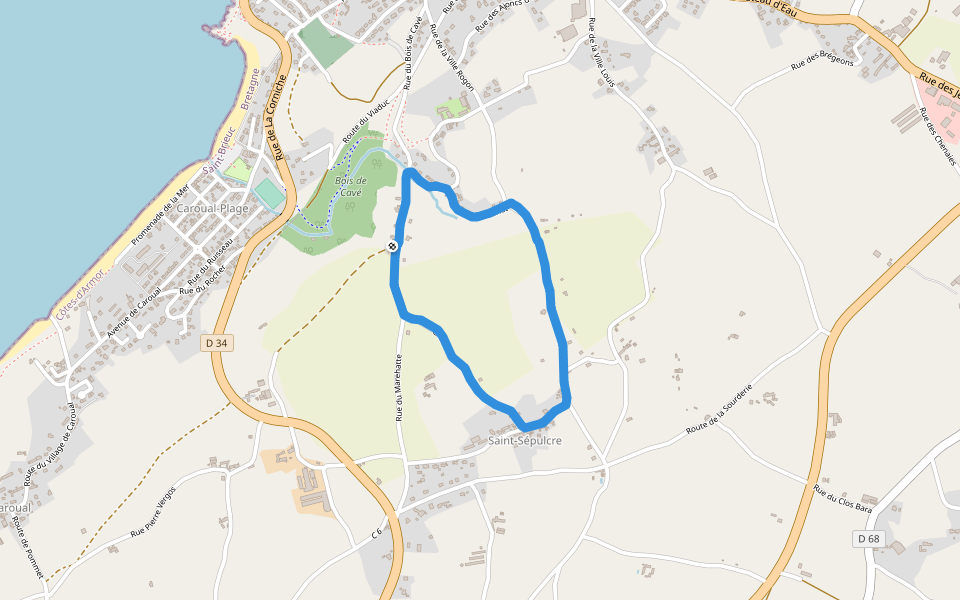 Bois de Cavé walking route map in Erquy