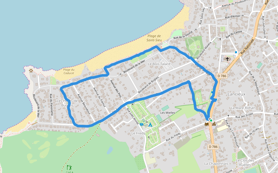 Le Bois Talard walking route map in Lancieux