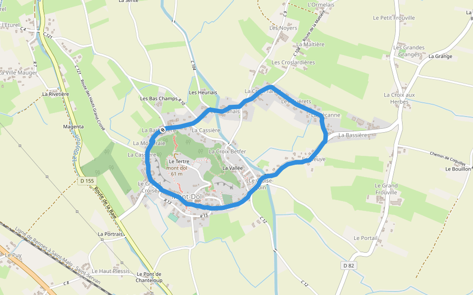 La Roche walking route map in Mont-Dol