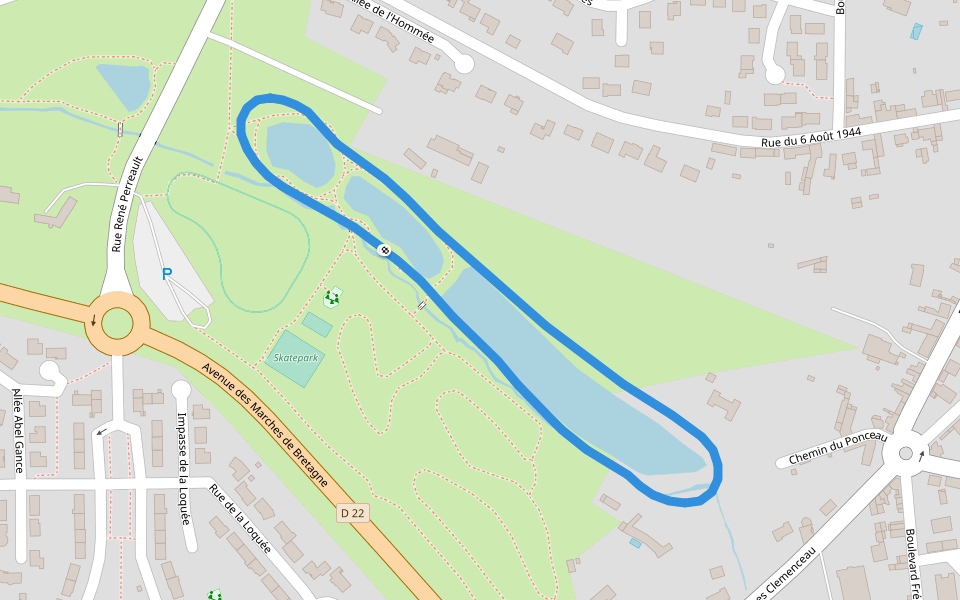 Skatepark walking route map in Château-Gontier-sur-Mayenne