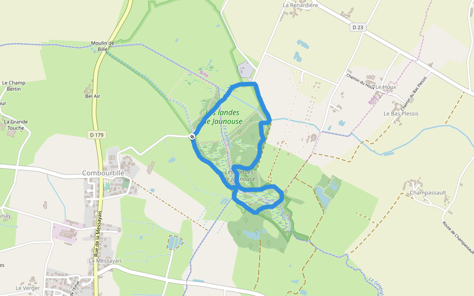 Les Landes de Jaunouse walking route map in Combourtillé