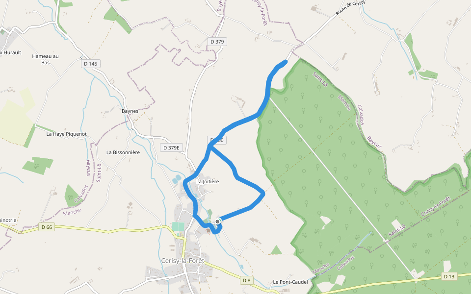 Le chemin tranquille walking route map in Cerisy-la-Forêt
