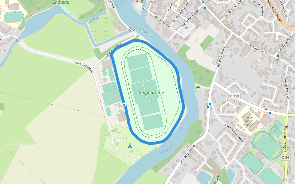 Hippodrome walking route map in Sablé-sur-Sarthe