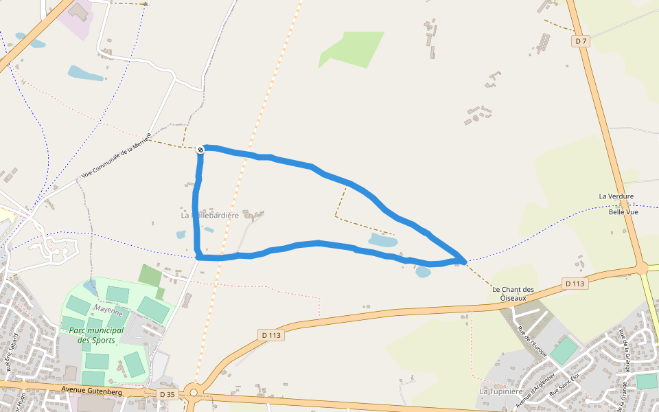 Voie Verte de Mayenne à Javron walking route map in Aron