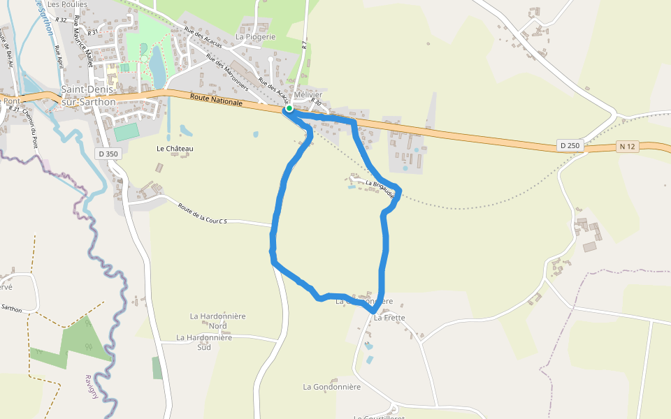 La Guimondière walking route map in Saint-Denis-sur-Sarthon