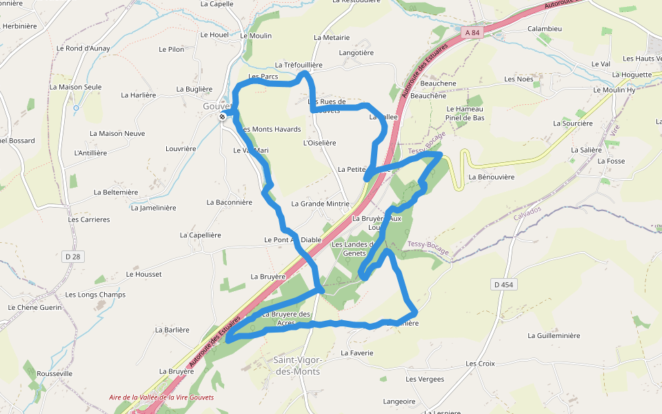 Point de vue des Bruyères walking route map in Gouvets