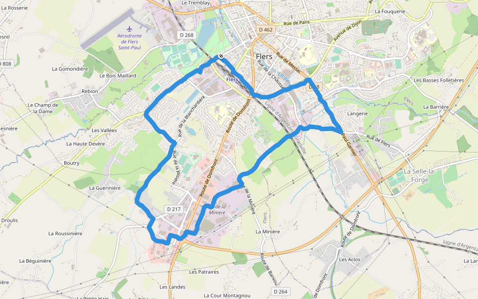 Parc du Château walking route map in Flers