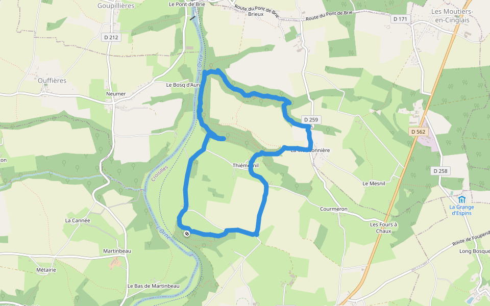 Route des Hameaux walking route map in Croisilles