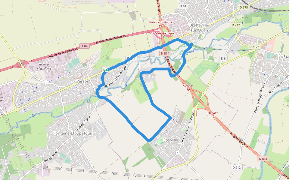 Manoir de la Fontaine walking route map in Verson