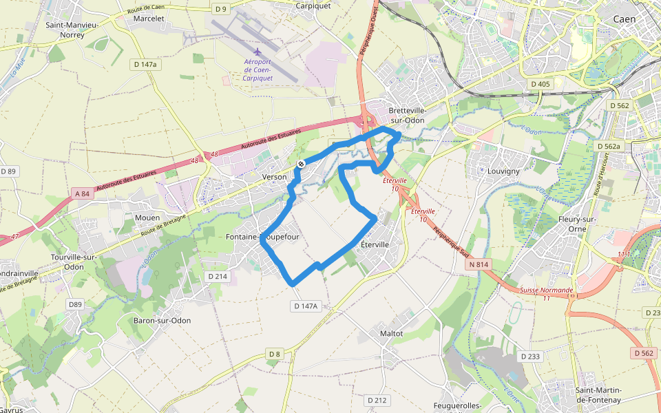 Manoir de la Fontaine walking route map in Verson
