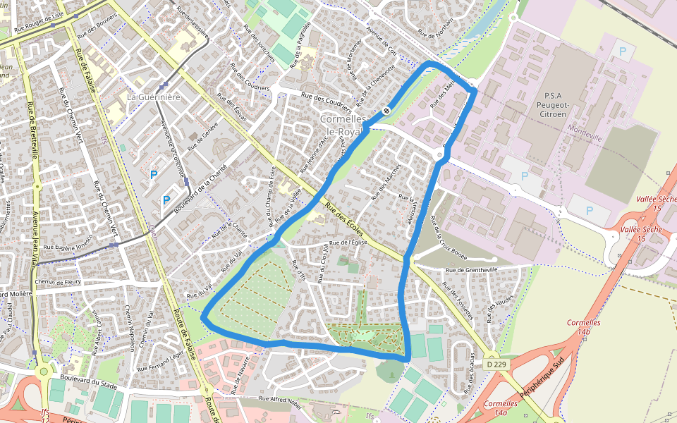 Boulodrome walking route map in Cormelles-le-Royal