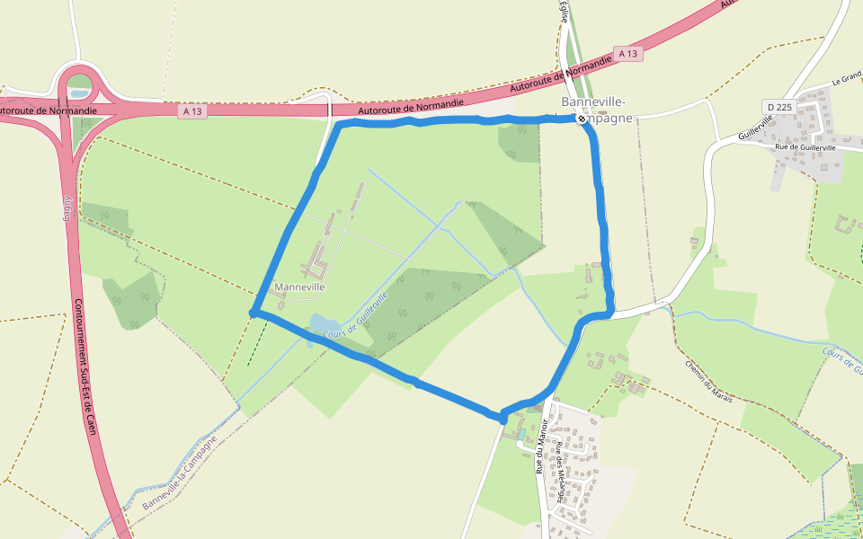 Cours de Guillerville walking route map in Émiéville