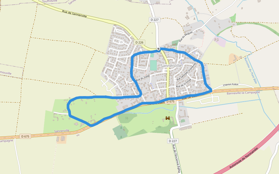 Place de l'Église walking route map in Saline
