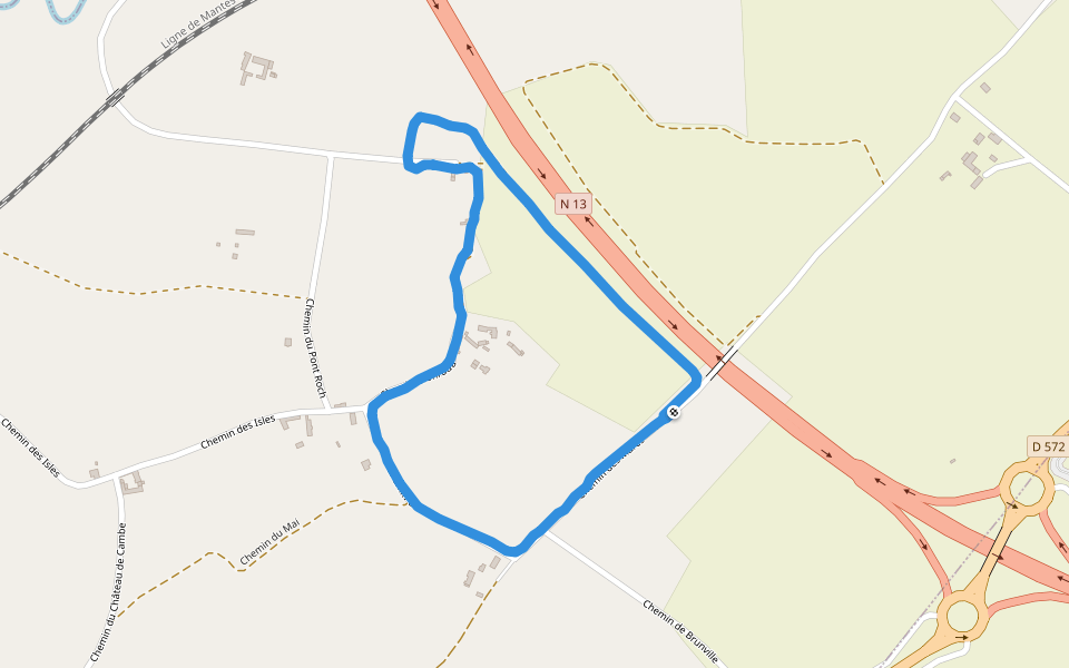 Chemin des Mares walking route map in Saint-Loup-Hors