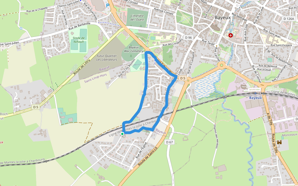 Stade Laquerbe walking route map in Saint-Loup-Hors