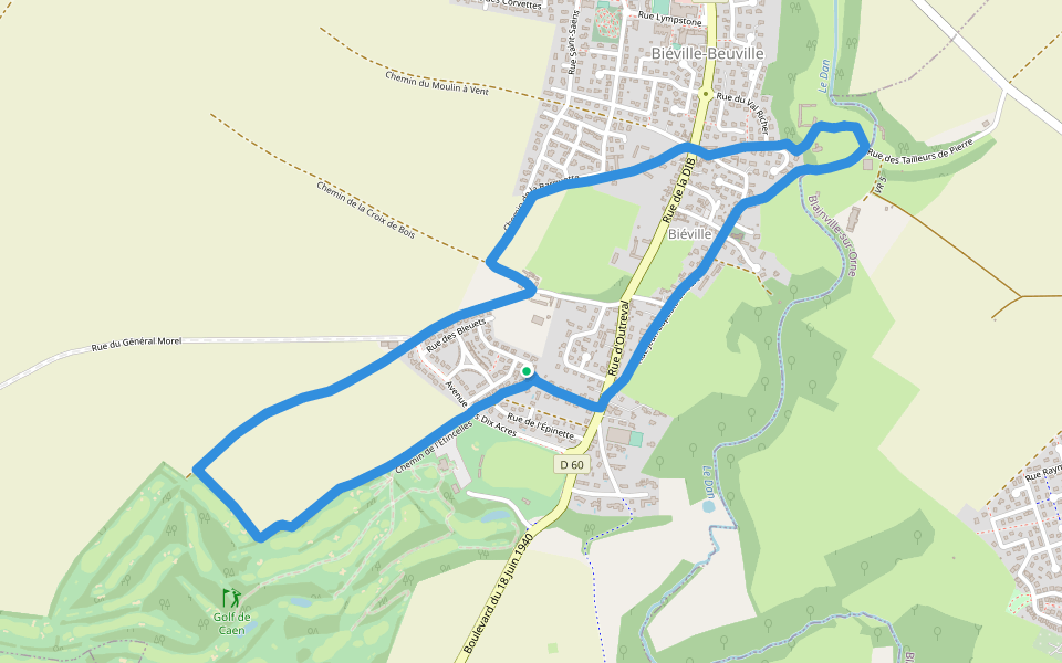 Manoir Balleroy walking route map in Biéville-Beuville