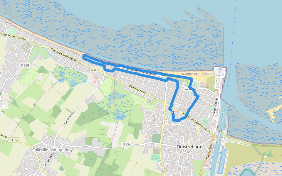 Baie de la Seine walking route map in Ouistreham
