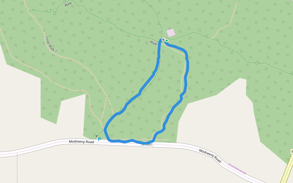 Knocknacree Wood walking route map in Newhall
