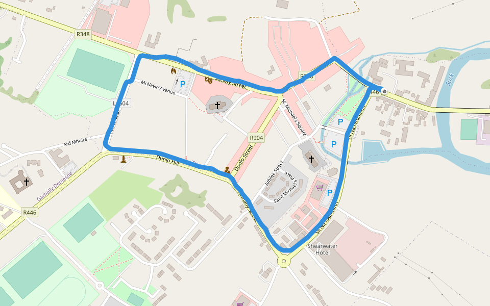 Fair Green walking route map in Ballinasloe