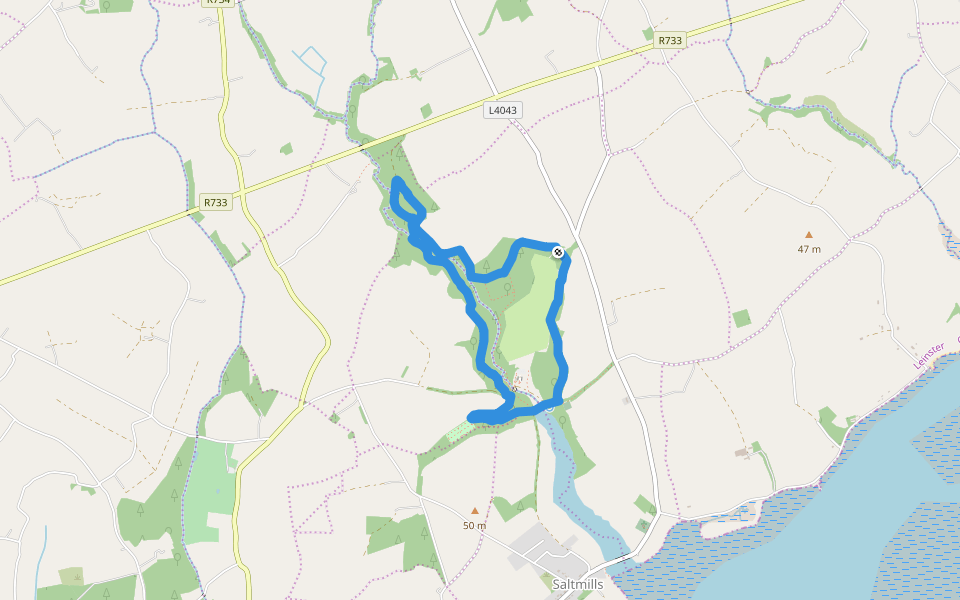mill walking route map in Saltmills