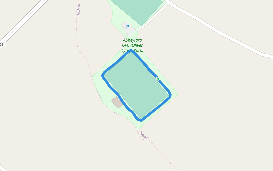 Abbeylara GFC (Oliver Lynch Park) walking route map in Renehan