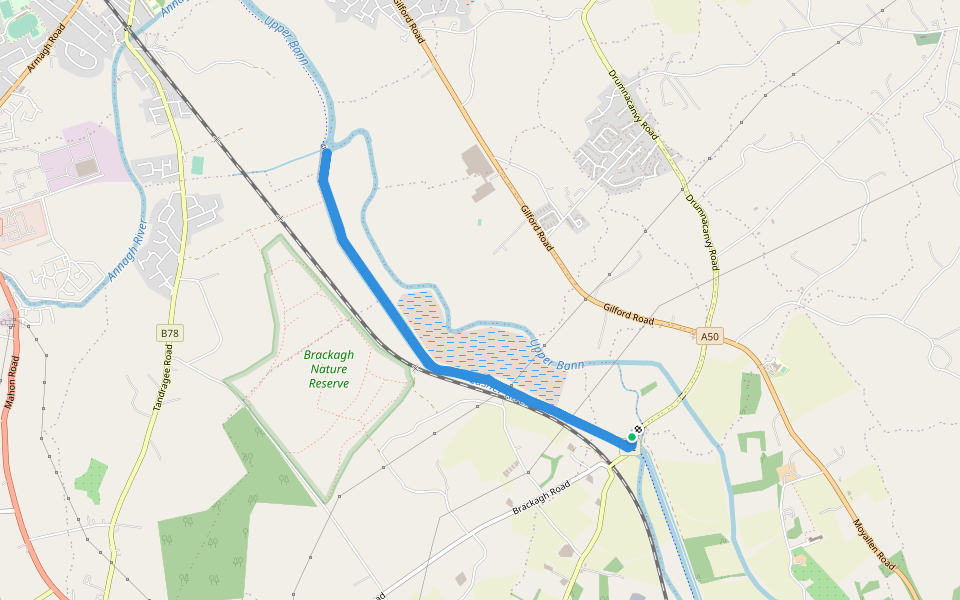 Newry Canal Path walking route map in Portadown