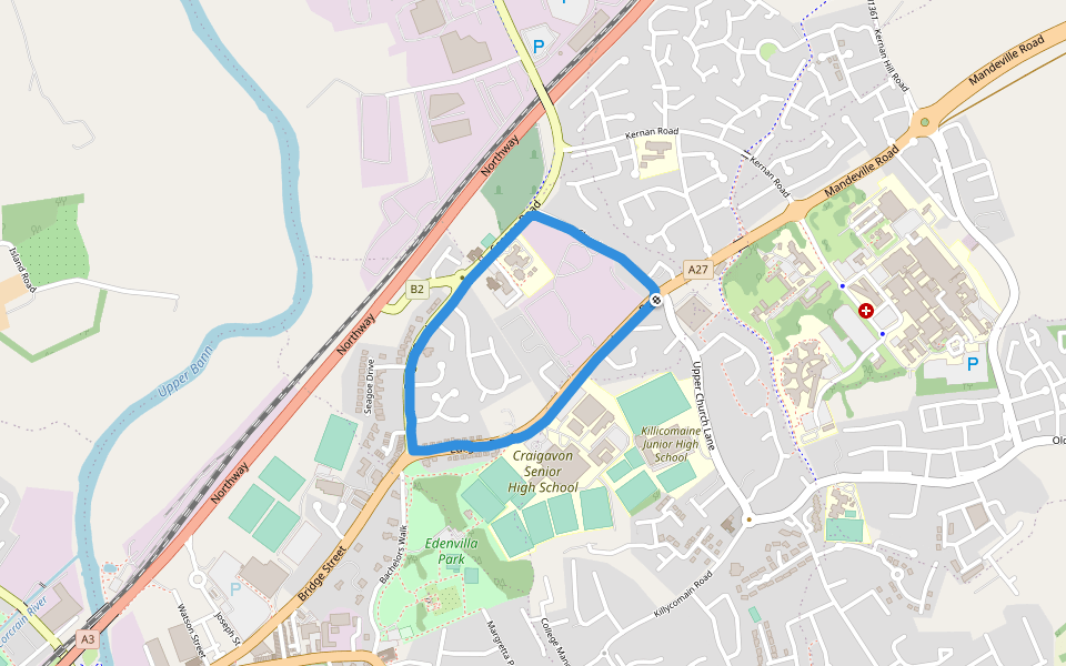 Edenvilla Park walking route map in Portadown