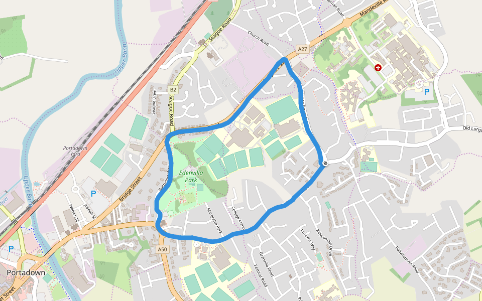 Edenvilla Park walking route map in Portadown