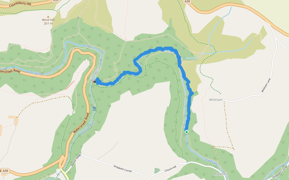 Watersmeet to Ash Bridge circular walk walking route map in Brendon