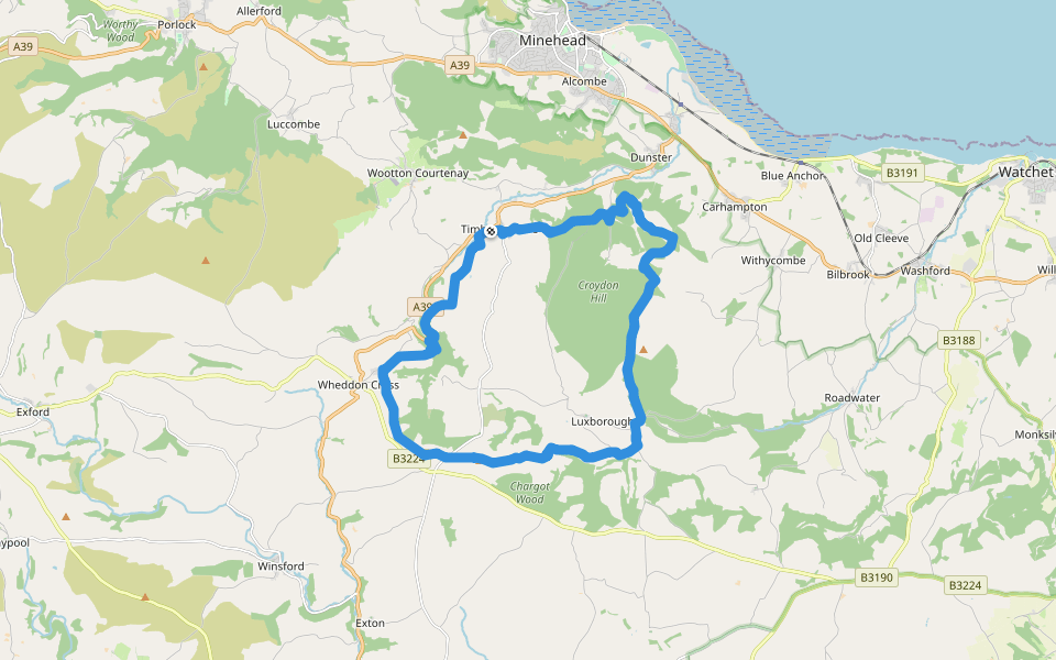 Bat's Castle walking route map in Timberscombe