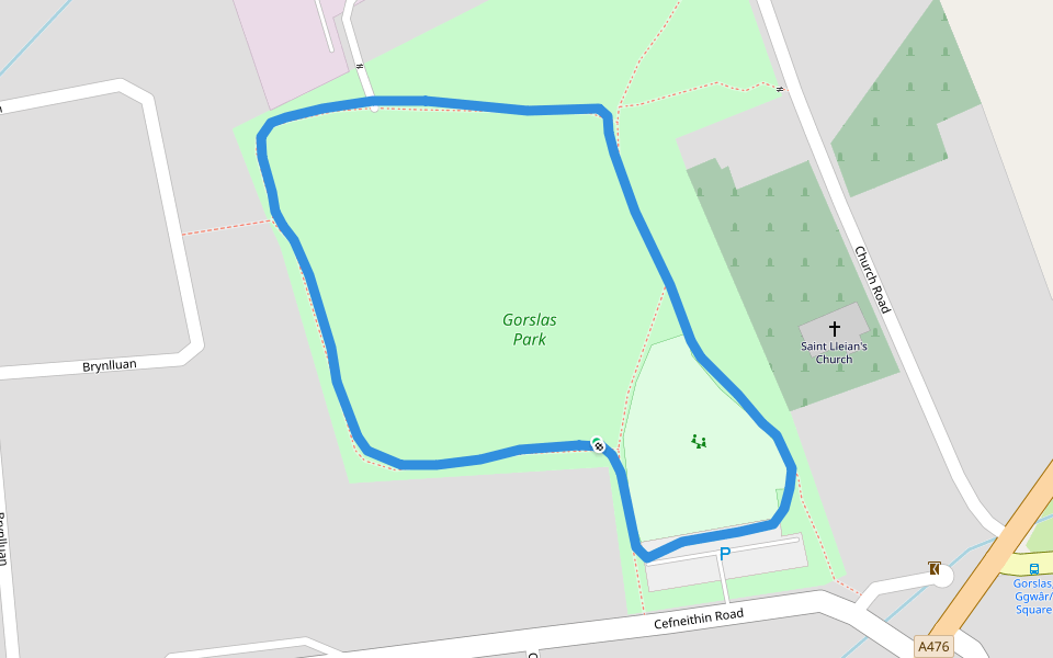 Gorslas Park walking route map in Gorslas