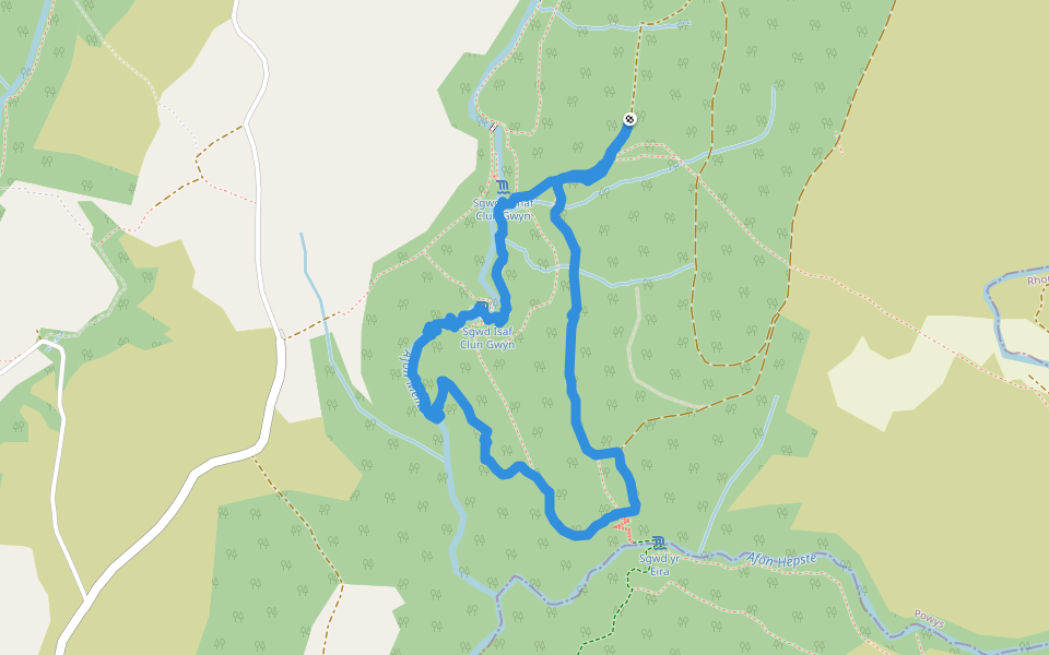 Official footpath not navigable walking route map in Ystradfellte
