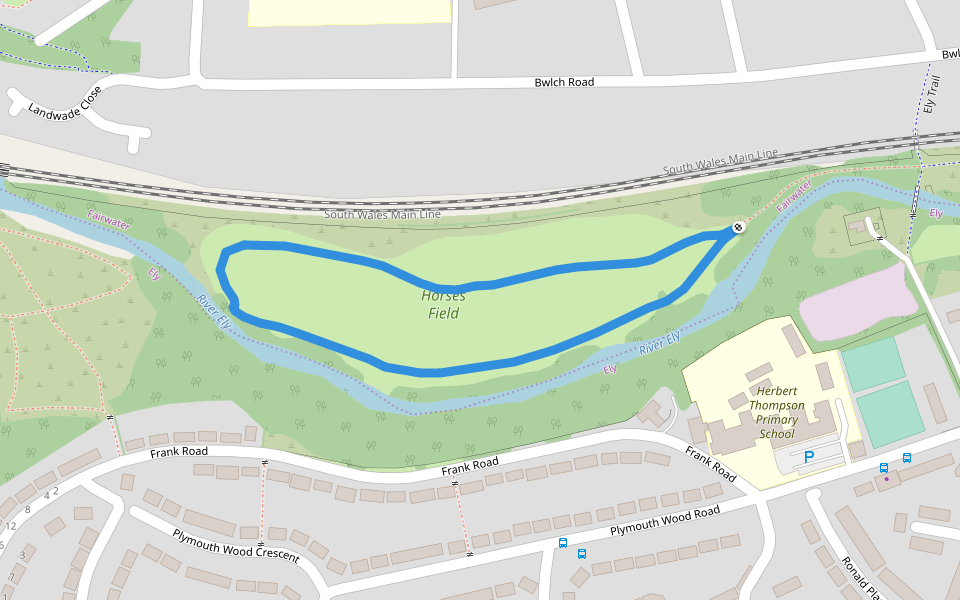 Horses Field walking route map in Cardiff